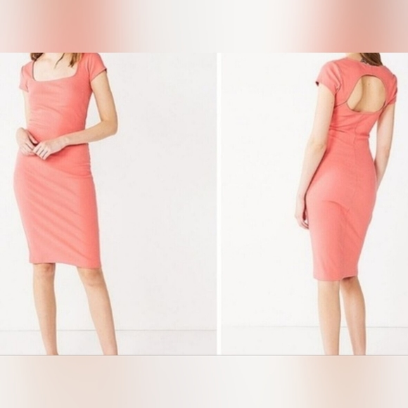 Nine West Dresses & Skirts - Nine West Woman's Back Cutout Ribbed Midi Dress Coral Size Large